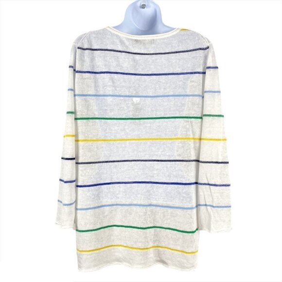 In Cashmere Top Linen Multicolored Striped V-Neck - Picture 4 of 7